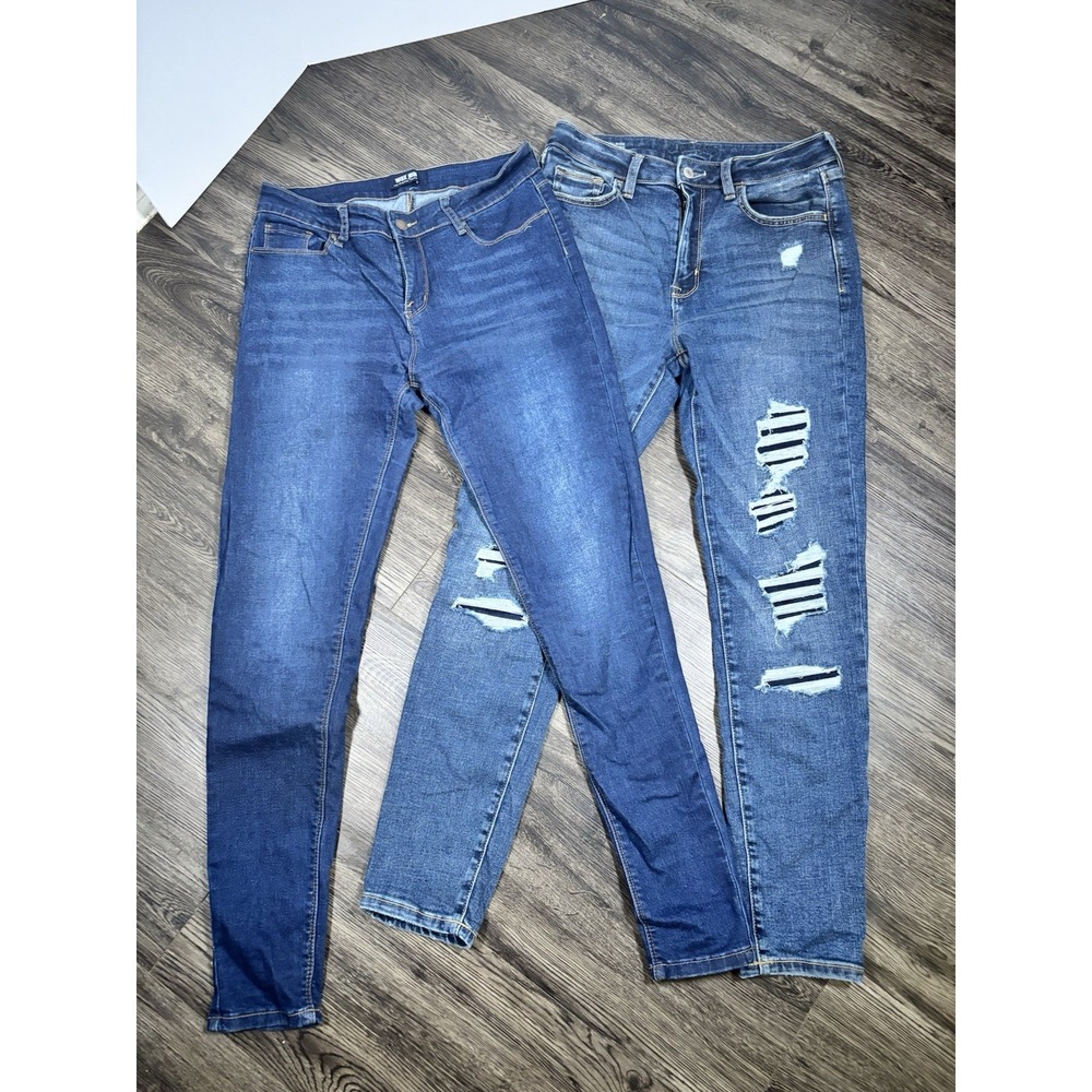 Lot 2 Womens Skinny Jeans Size 11 Wax Jean & Arizona High Rise Distressed St